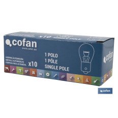 LÁMPARA COFAN 1 POLO AMBAR DESCENTRADA PY21W (BAU15s) 12V (PACK: 10 UDS)