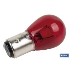 LÁMPARA COFAN 2 POLOS ROJA CENTRADA P21/5W (BAY15D) 12V (PACK: 10 UDS)