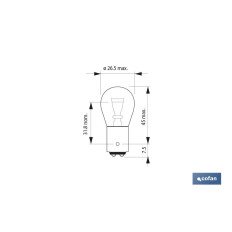 LÁMPARA COFAN 2 POLOS AMBAR CENTRADA P21/5W (BAY15D) 12V VENTA UNITARIA (PACK: 1 UDS)