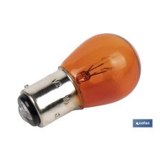 LÁMPARA COFAN 2 POLOS AMBAR DESCENTRADA P21/5W (BAZ15D) 12V (PACK: 10 UDS)