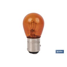 LÁMPARA COFAN 2 POLOS AMBAR DESCENTRADA P21/5W (BAZ15D) 12V VENTA UNITARIA (PACK: 1 UDS)