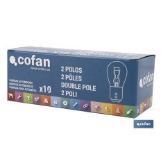 LÁMPARA COFAN 2 POLOS AMBAR DESCENTRADA P21/5W (BAZ15D) 12V VENTA UNITARIA (PACK: 1 UDS)