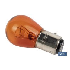 LÁMPARA COFAN 2 POLOS AMBAR DESCENTRADA P21/5W (BAZ15D) 12V VENTA UNITARIA (PACK: 1 UDS)