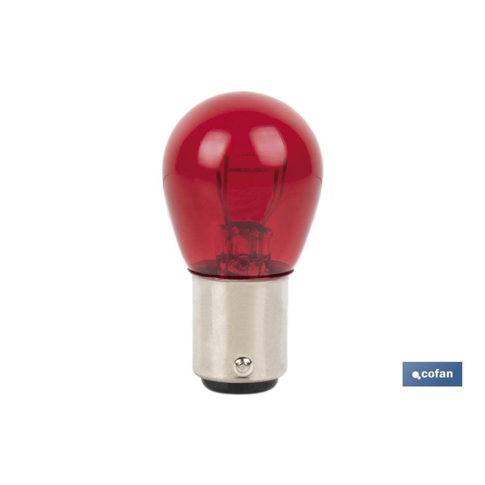 LÁMPARA COFAN 2 POLOS ROJA DESCENTRADA P21/5W (BAW15D) 12V VENTA UNITARIA (PACK: 1 UDS)