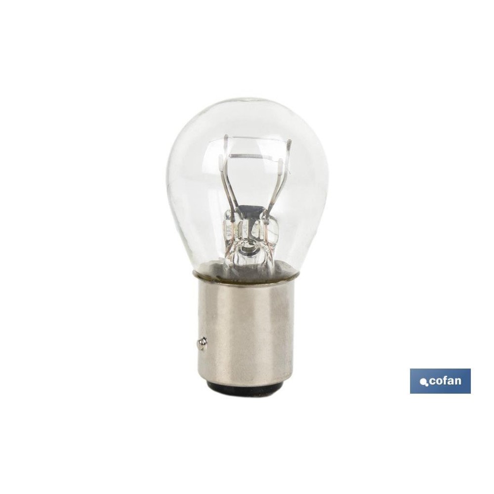 LÁMPARA COFAN 2 POLOS BLANCA DESCENTRADA P21/5W (BAZ15d) 12V (PACK: 10 UDS)