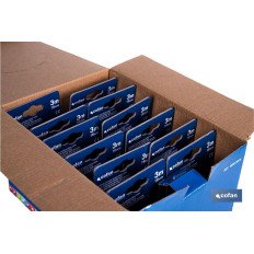 EXPOSITOR FLEXÓMETRO HOJA NEGRA DOBLE CARA 16 MM X 3 M 12 UDS. (PACK: 1 UDS)