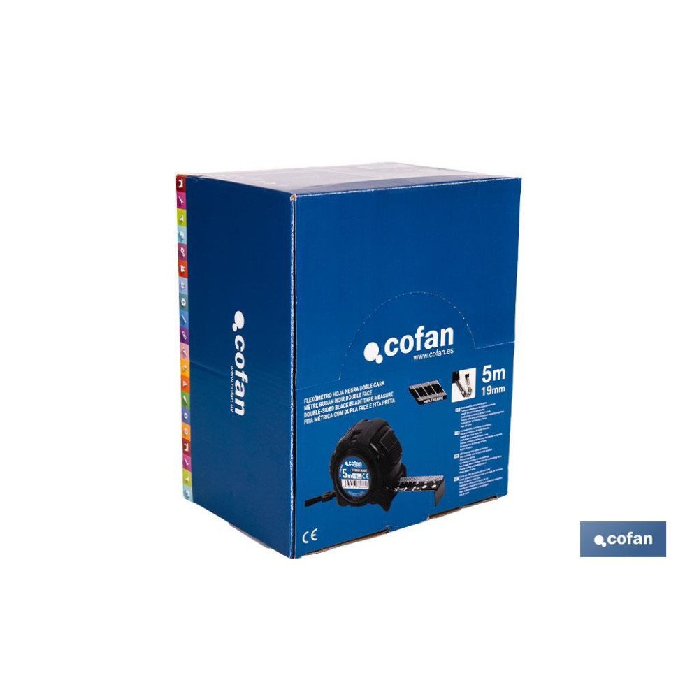EXPOSITOR FLEXÓMETRO HOJA NEGRA DOBLE CARA 19 MM X 5 M 12 UDS. (PACK: 1 UDS)