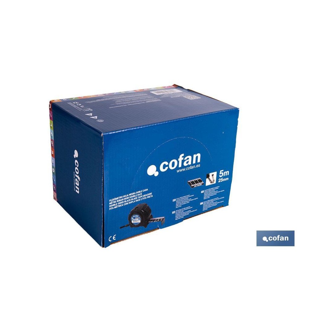 EXPOSITOR FLEXÓMETRO HOJA NEGRA DOBLE CARA 25 MM X 5 M 6 UDS. (PACK: 1 UDS)