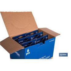 EXPOSITOR FLEXÓMETRO HOJA NEGRA DOBLE CARA 25 MM X 5 M 6 UDS. (PACK: 1 UDS)
