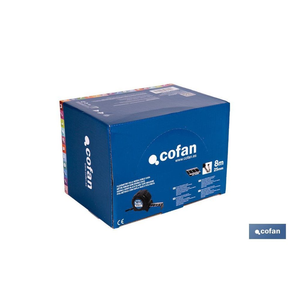 EXPOSITOR FLEXÓMETRO HOJA NEGRA DOBLE CARA 25 MM X 8 M 6 UDS. (PACK: 1 UDS)