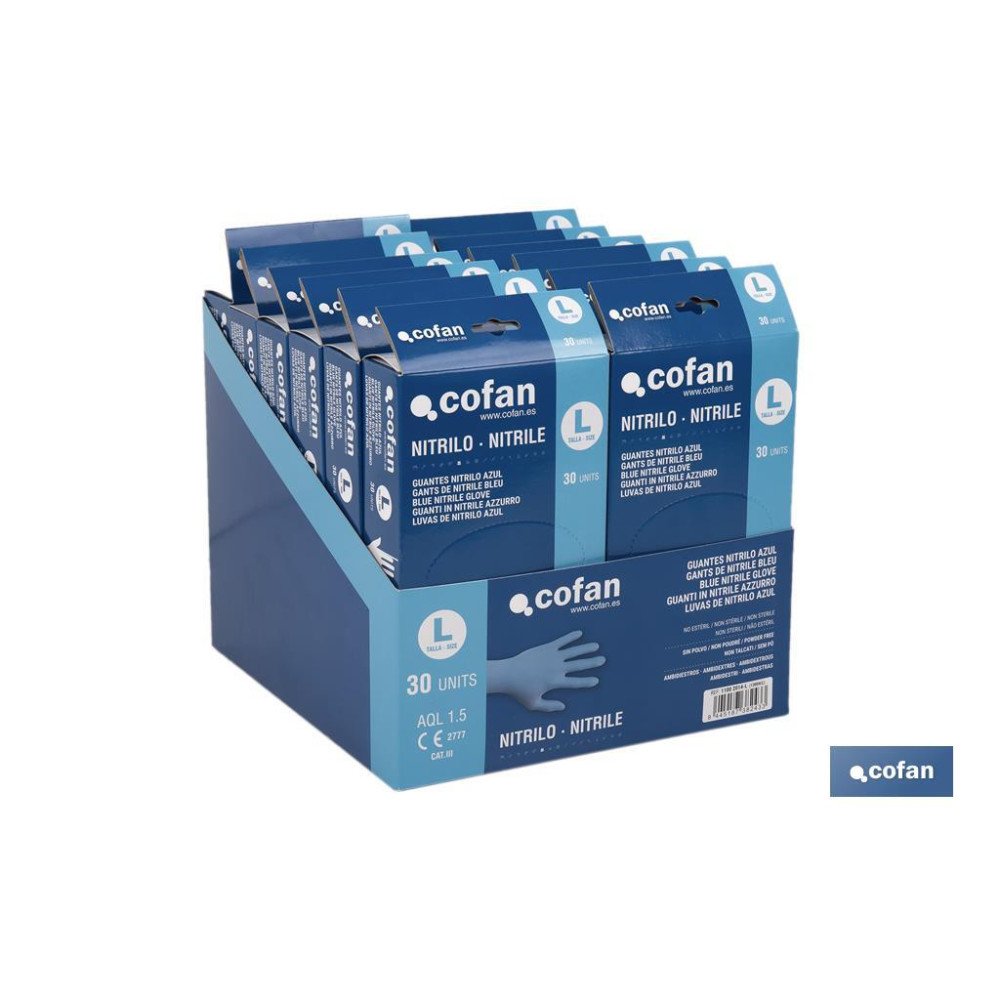 EXPOSITOR CAJA 30 UNDS. GUANTES NITRILO T-L (PACK: 1 UDS)