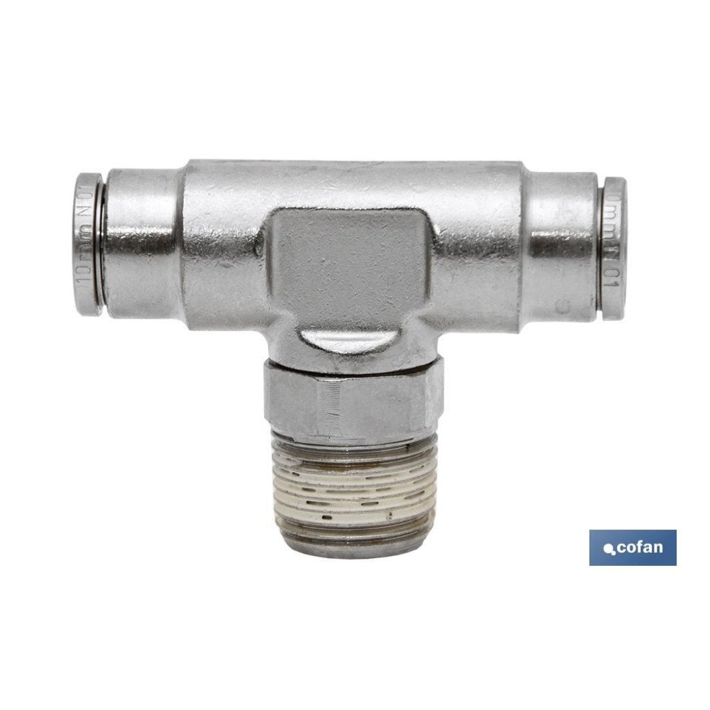 CONEXIÓN T TUBO 8mm. MACHO 3/8 (PACK: 1 UDS)