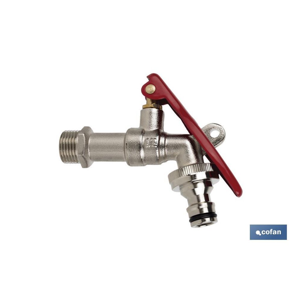 GRIFO CON MANETA PARA MANGUERA Y TOMA PARA CANDADO 1/2 X 3/4 (PACK: 1 UDS)