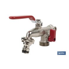 GRIFO CON MANETA PARA MANGUERA Y DOBLE SALIDA 1/2 X 3/4 X 3/4 (PACK: 1 UDS)