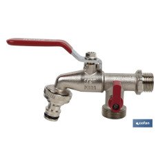 GRIFO CON MANETA PARA MANGUERA Y DOBLE SALIDA 1/2 X 3/4 X 3/4 (PACK: 1 UDS)