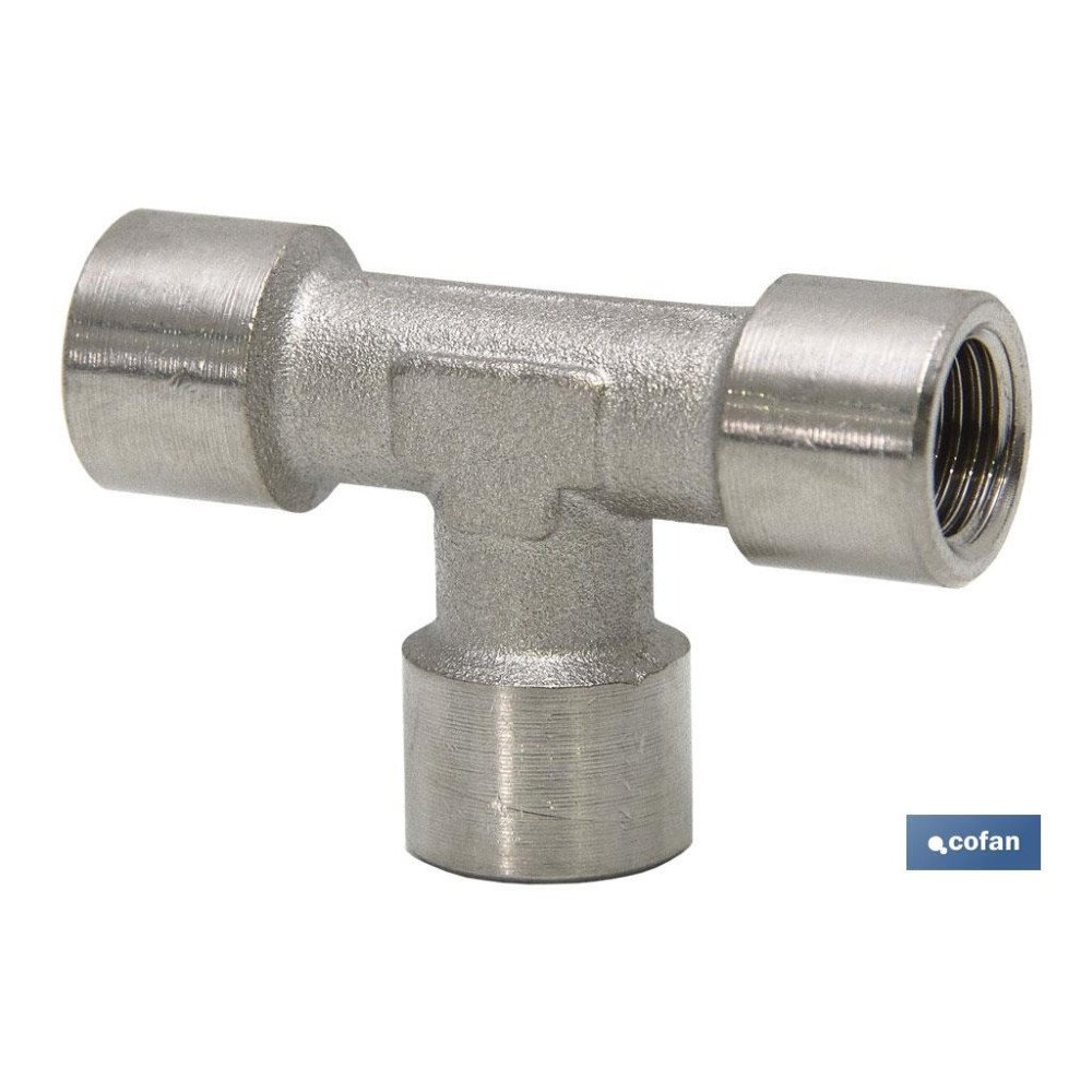 T HEMBRA LATÓN NIQUELADO R-1/8 (PACK: 1 UDS)