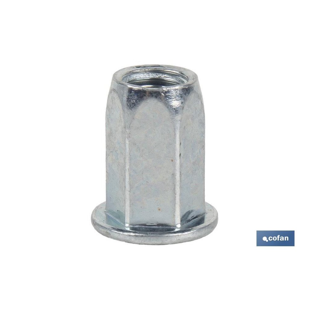 TUERCAS REMACHABLES HEXAGONAL ANCHAS ACERO M6 (PACK: 500 UDS)