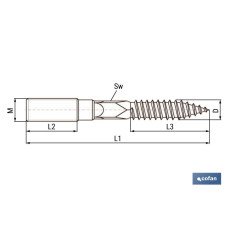ESPARRAGO DOBLE ROSCA CINCADO HUELLA TORX M6X50 (PACK: 100 UDS)