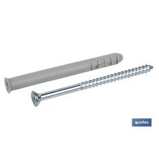 TACO LARGO DE GOLPE CON TORNILLO POZIDRIVE Ø10 X 115 MM (PACK: 50 UDS)