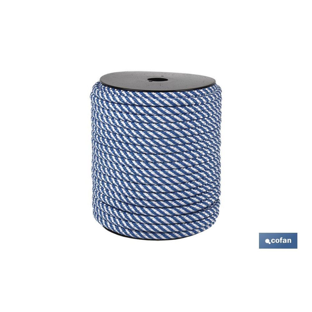 CARRETE CUERDA TR. HELICO. 16MM 100 MTS BCO/AZU (PACK: 1 UDS)