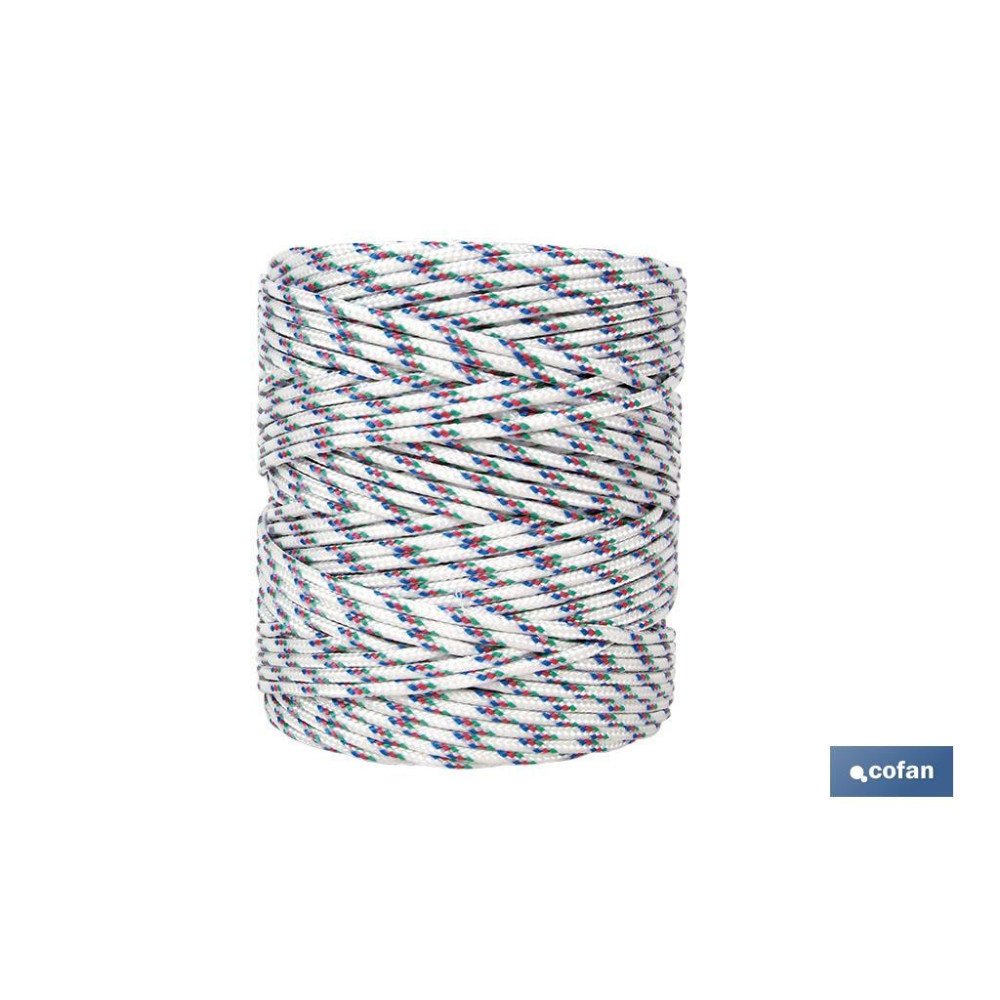 BOBINA CORDON TRENZADO POLI 5MM 200M TRICOLOR (PACK: 1 UDS)