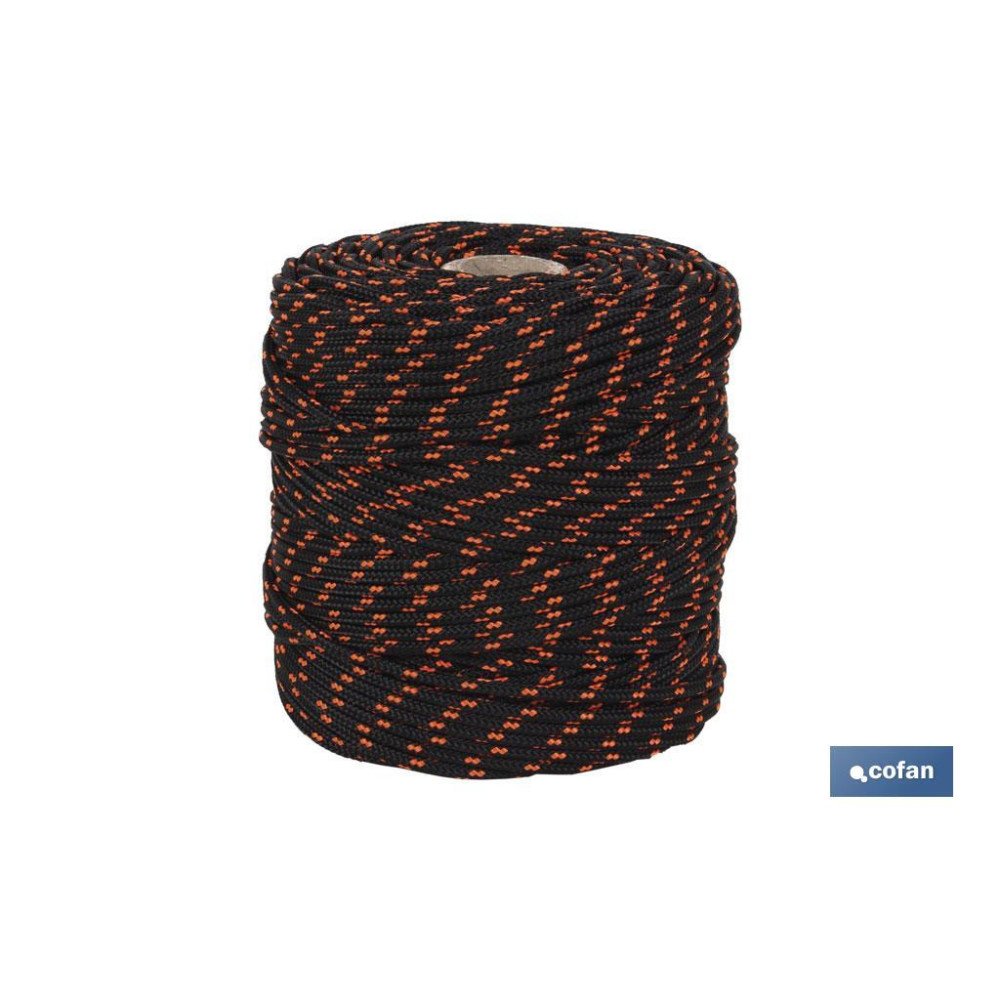 CORDÓN TRENZADO HIPPIE NEGRO/NARANJA 3 MM X 25 M (PACK: 1 UDS)