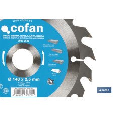 DISCO DE SIERRA CIRCULAR PARA MADERA Ø140 X 2,5 X 20 MM, 20 DIENTES (PACK: 1 UDS)
