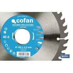 DISCO DE SIERRA CIRCULAR PARA MADERA Ø180 X 2,5 X 30 MM, 40 DIENTES (PACK: 1 UDS)