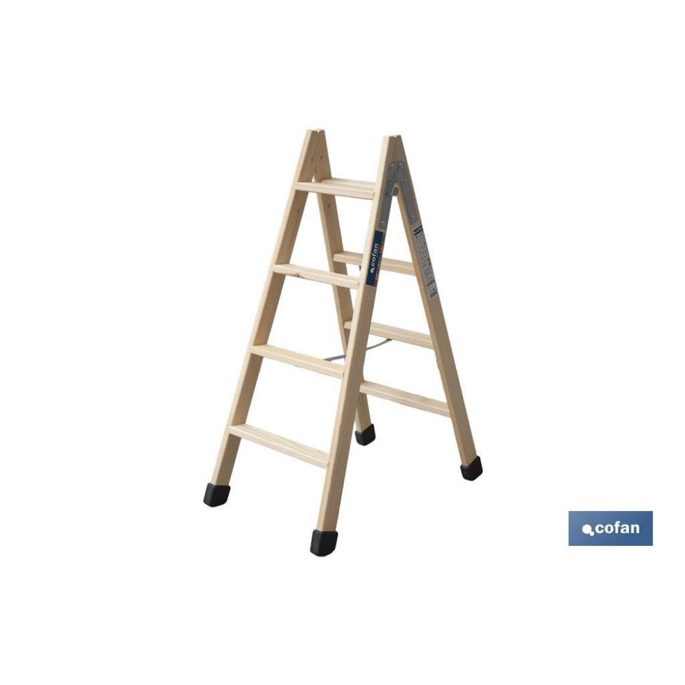 ESCALERA MADERA DOBLE 4 PELDAÑOS 1,00 M (PACK: 1 UDS)