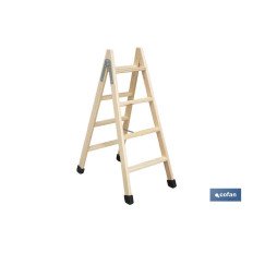 ESCALERA MADERA DOBLE 4 PELDAÑOS 1,00 M (PACK: 1 UDS)
