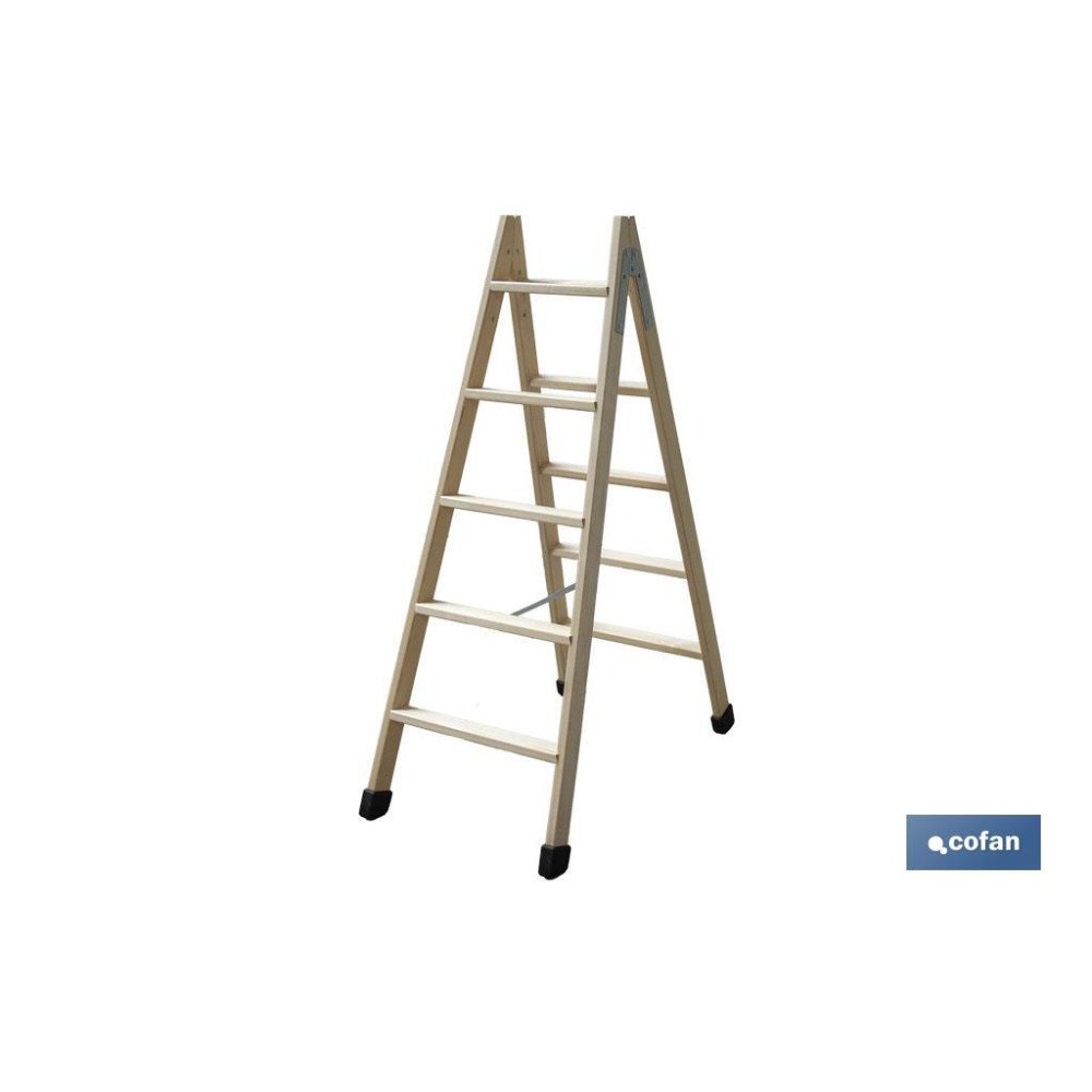 ESCALERA MADERA DOBLE 5 PELDAÑOS 1,25 M (PACK: 1 UDS)