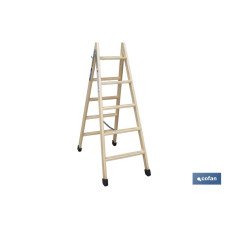 ESCALERA MADERA DOBLE 5 PELDAÑOS 1,25 M (PACK: 1 UDS)
