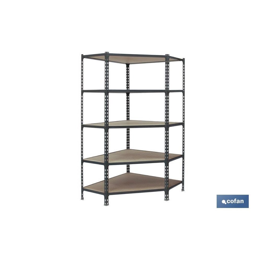 ESTANTERÍA ANTRACITA RINCONERA 5 BALDAS DE MADERA 1800 X 900 X 400 MM (PACK: 1 UDS)