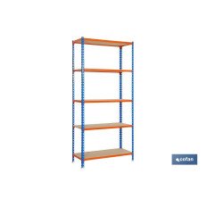 ESTANTERÍA AZUL/NARANJA 5 BALDAS DE MADERA 2000 X 1000 X 500 MM (PACK: 1 UDS)