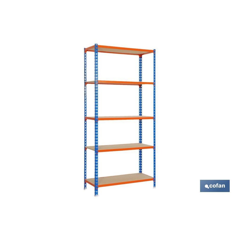 ESTANTERÍA AZUL/NARANJA 5 BALDAS DE MADERA 2000 X 1000 X 500 MM (PACK: 1 UDS)