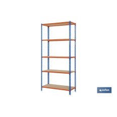 ESTANTERÍA AZUL/NARANJA 5 BALDAS DE MADERA 2000 X 1000 X 500 MM (PACK: 1 UDS)