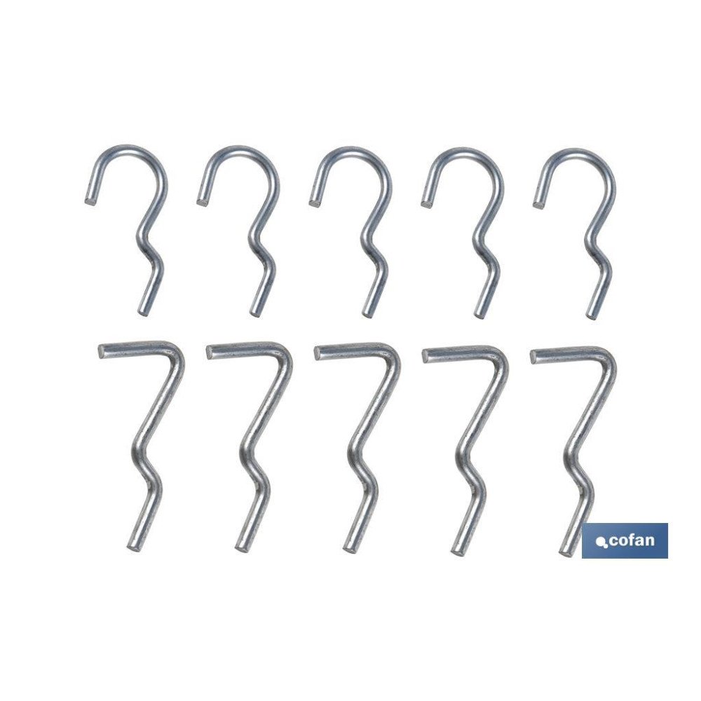 SET 10 GANCHOS SIMPLES PARA PANEL DE HERRAMIENTAS (PACK: 1 UDS)