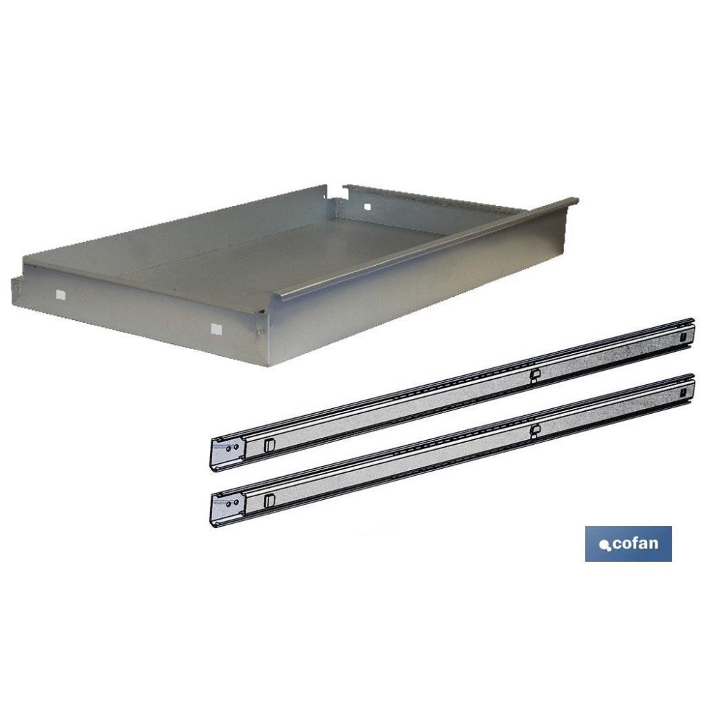 CAJÓN ACERO CON GUÍAS TELECÓPICAS PARA BANCO DE TRABAJO 110 X 1075 X 590 MM (PACK: 1 UDS)