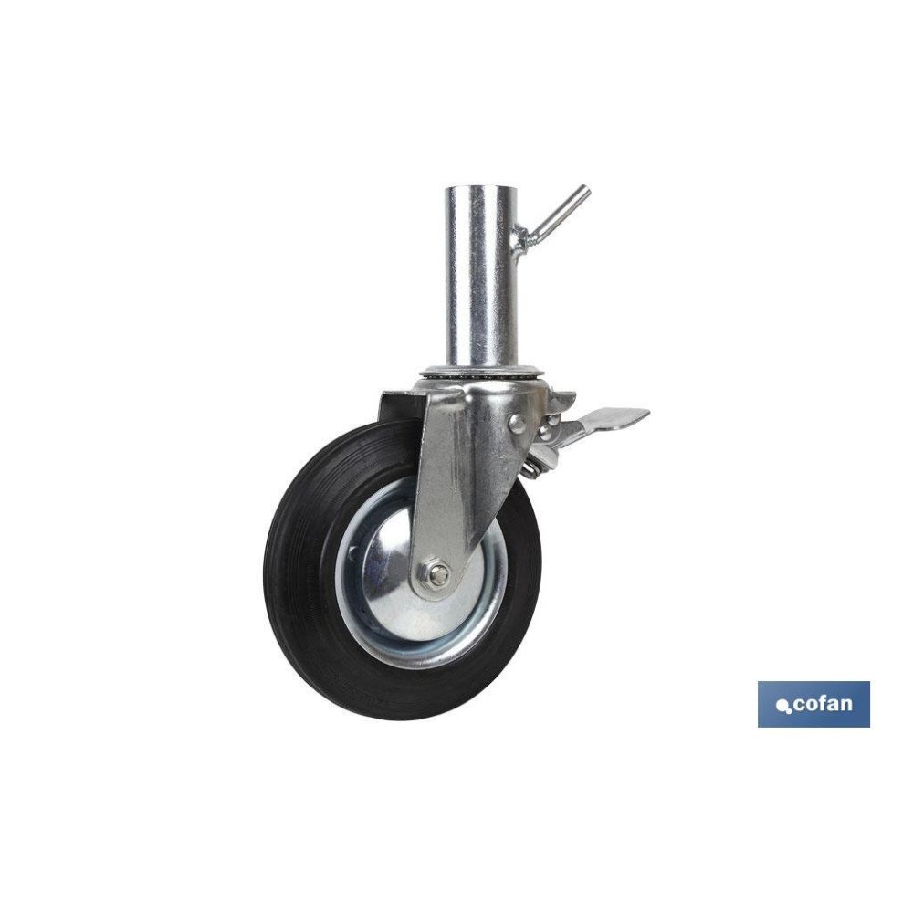 RUEDA GIRATORIA ANDAMIO C/FRENO 200 X 50 MM TUBO HEMBRA (PACK: 1 UDS)