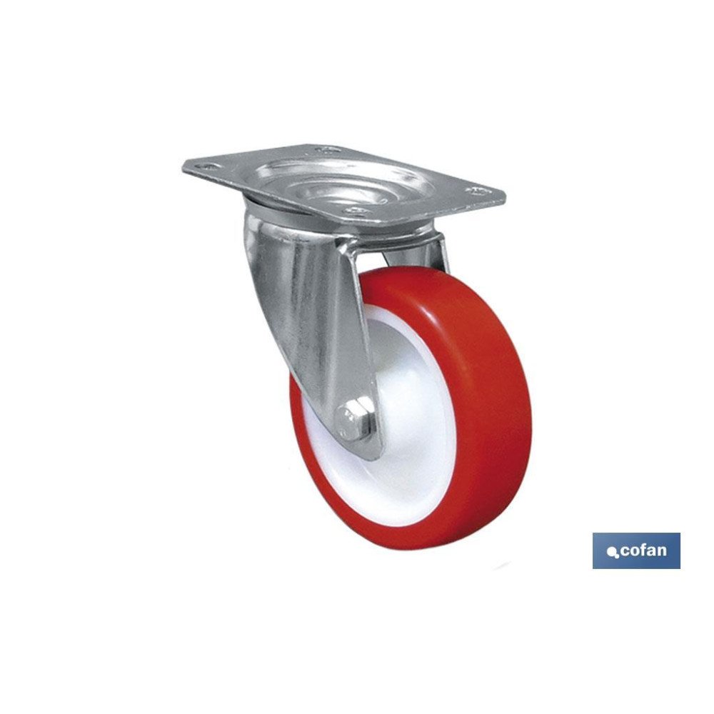 RUEDA POLIURETANO PLACA Ø80X30MM (PACK: 1 UDS)