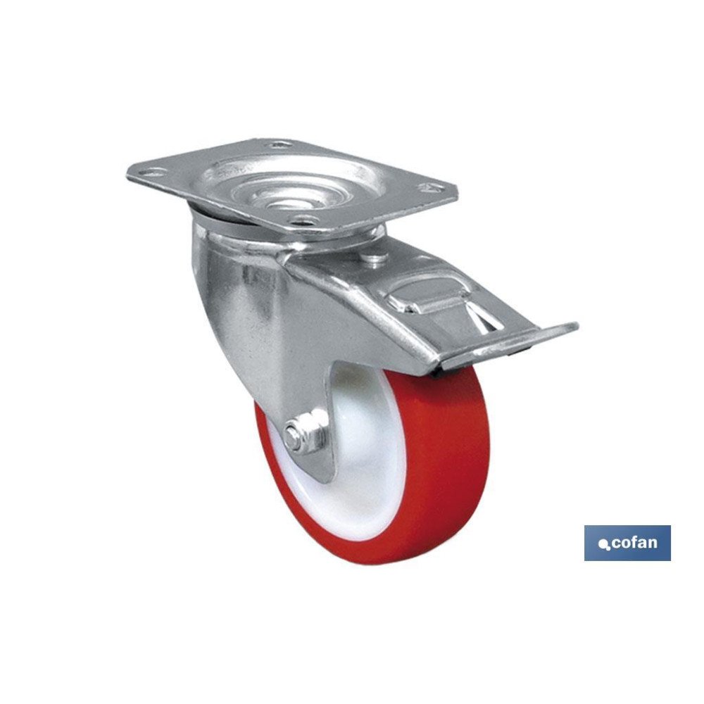 RUEDA POLIURETANO PLACA/FRENO Ø80X30MM (PACK: 1 UDS)