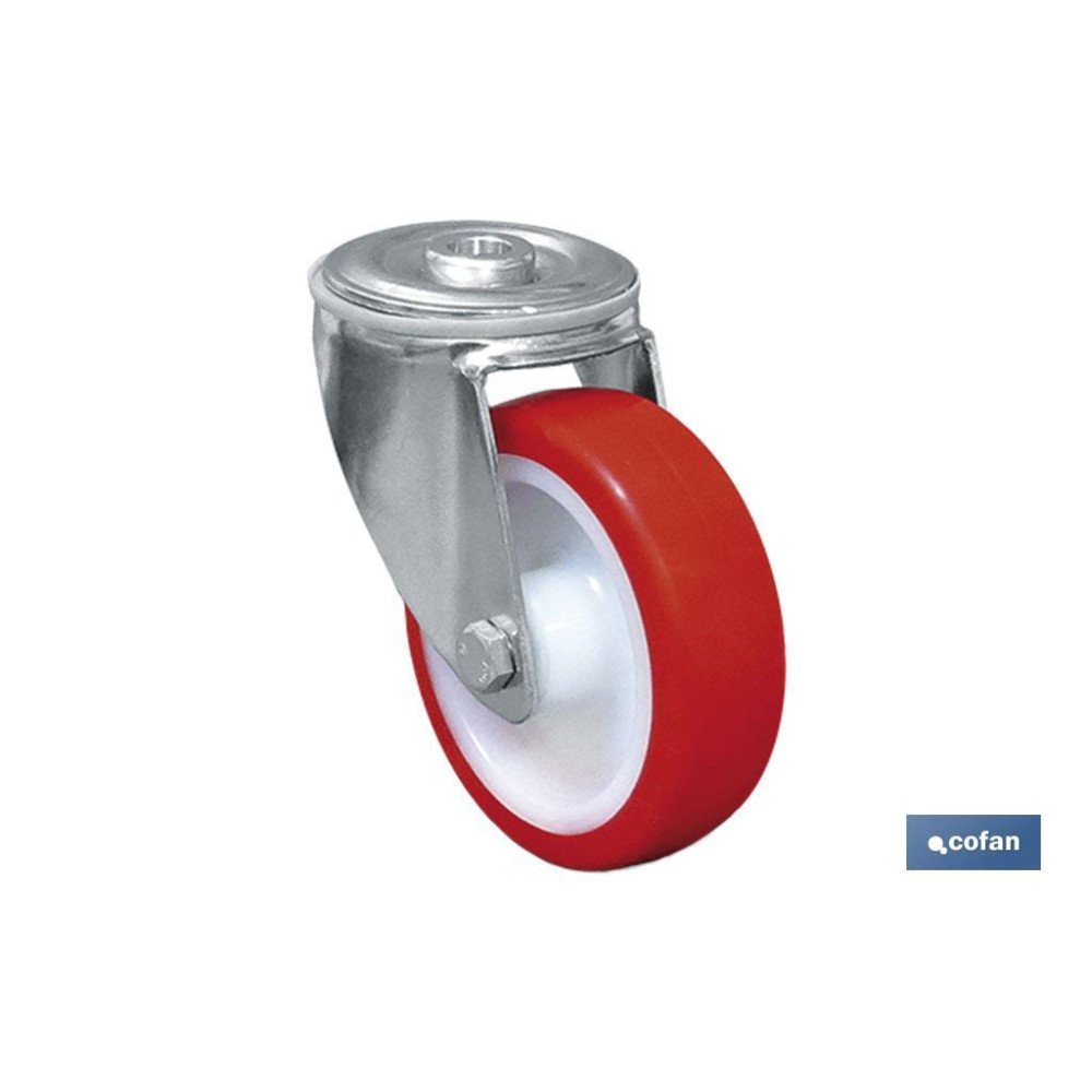 RUEDA POLIURETANO PASANTE Ø125X35MM (PACK: 1 UDS)