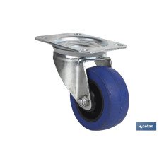RUEDA GOMA AZUL PLACA Ø80X35MM (PACK: 1 UDS)