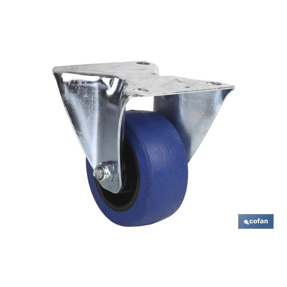 RUEDA GOMA AZUL FIJA Ø125X38MM (PACK: 1 UDS)