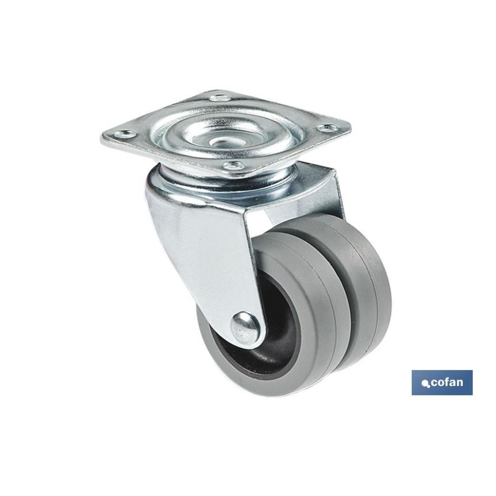 RUEDA DOBLE POLIPROPILENO PLACA Ø50MM (PACK: 1 UDS)