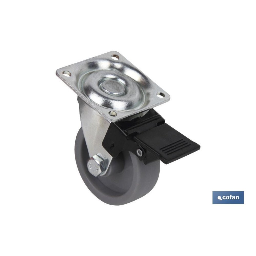 RUEDA POLIPROPILENO 50X18MM PLACA/FRENO (PACK: 4 UDS)