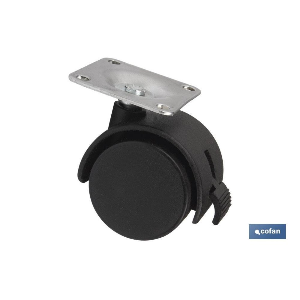 RUEDA PLASTIC Ø40MM PLACA/FRENO (PACK: 4 UDS)
