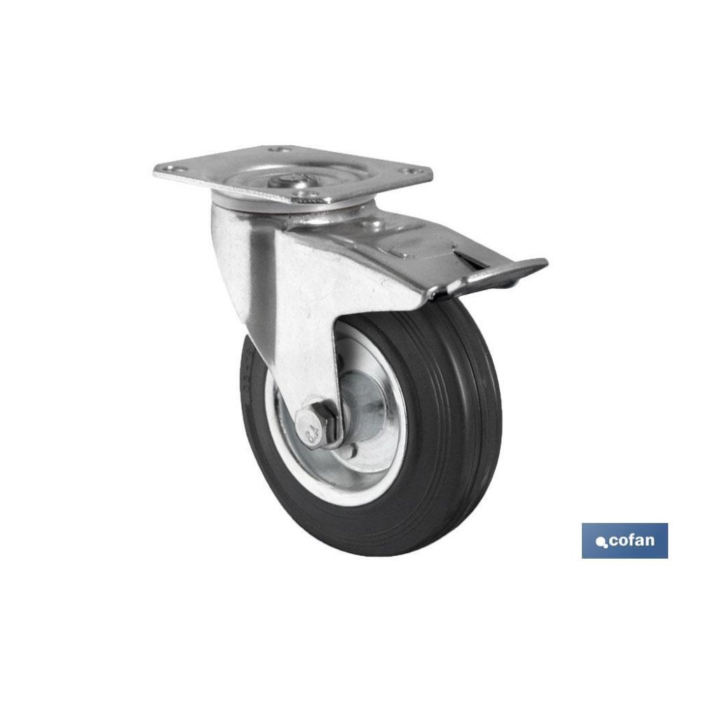 RUEDA GOMA/METAL PLACA/FRENO Ø125X38MM (PACK: 1 UDS)