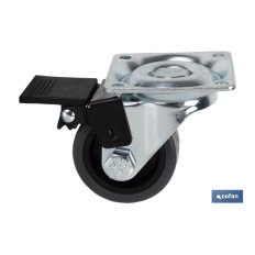 RUEDA GOMA/GRIS PLACA/FRENO Ø40X18MM (PACK: 4 UDS)