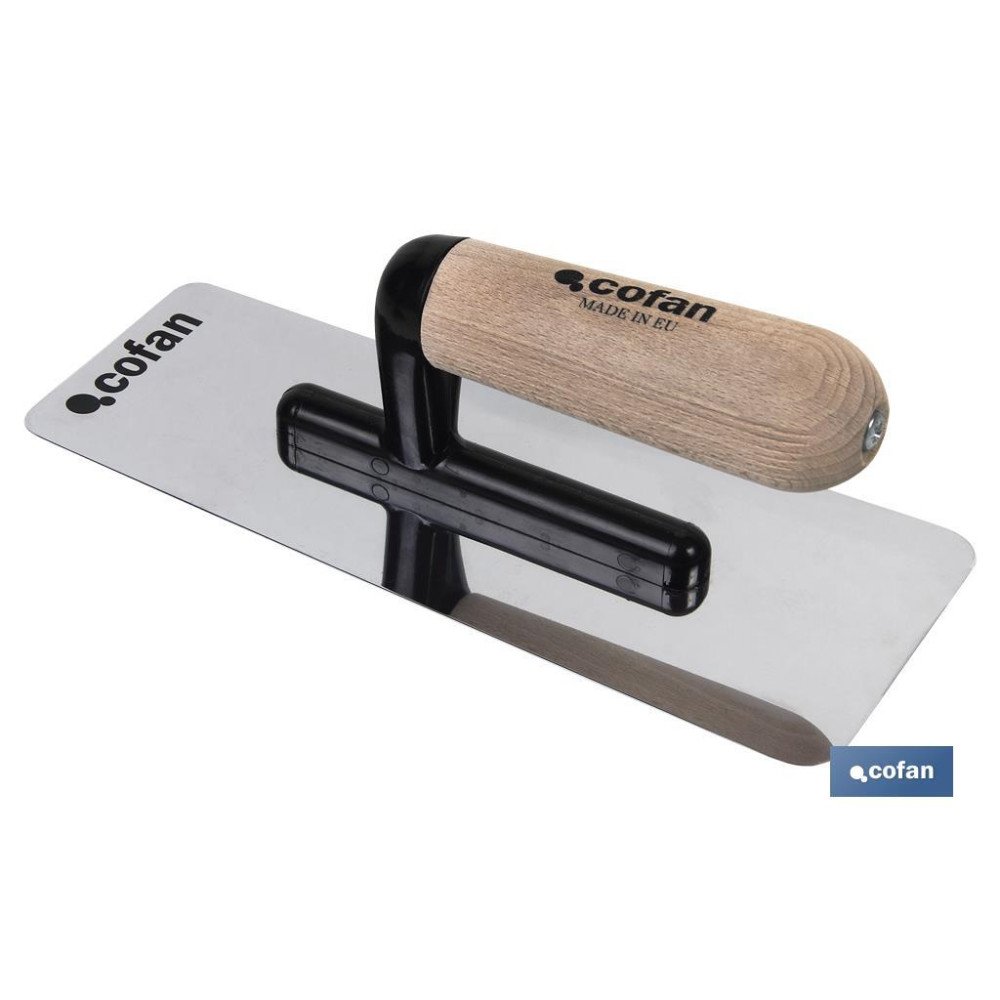 LLANA ACERO INOX PULIDO ANTI QUEMADURAS MANGO MADERA 240X100X0,6 (PACK: 1 UDS)